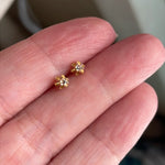 Diamond Earrings - Buttercup Setting - 14k Gold - Vintage