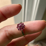 Ruby Flower Ring - 9k Gold - Vintage
