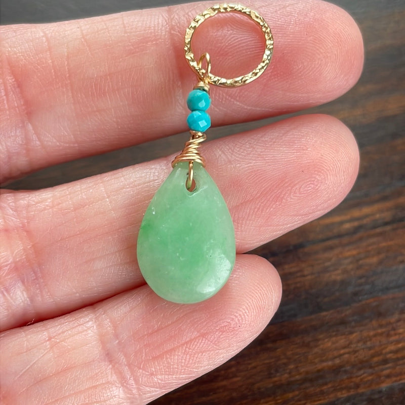 Jade Pendant - Turquoise - Gold Filled