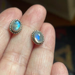 Moonstone Earrings - Sterling Silver - Vintage