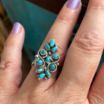 Petit Point Turquoise Ring - Native American - Sterling Silver - Vintage