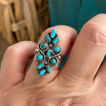 Petit Point Turquoise Ring - Native American - Sterling Silver - Vintage