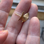 Engraved Leaf Earrings  - 14k Gold - Vintage