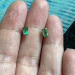Emerald Stud Earrings - 14k Gold - Vintage