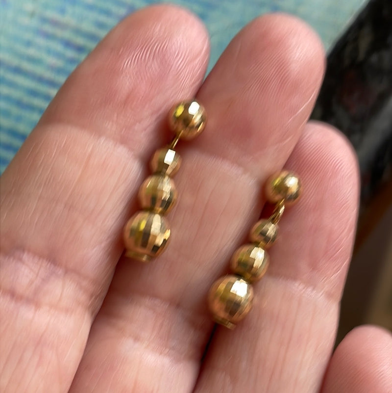628 Gold Gold Orb Drop Earrings - 14k Gold - Vintage – Vintage Paris Jewelry
