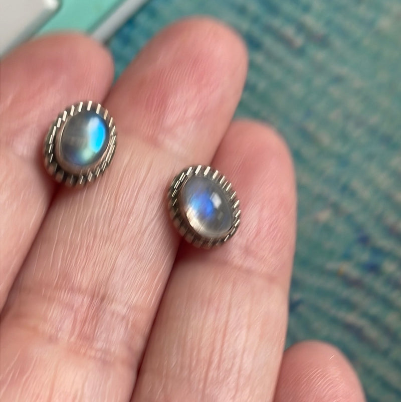 Moonstone Earrings - Sterling Silver - Vintage