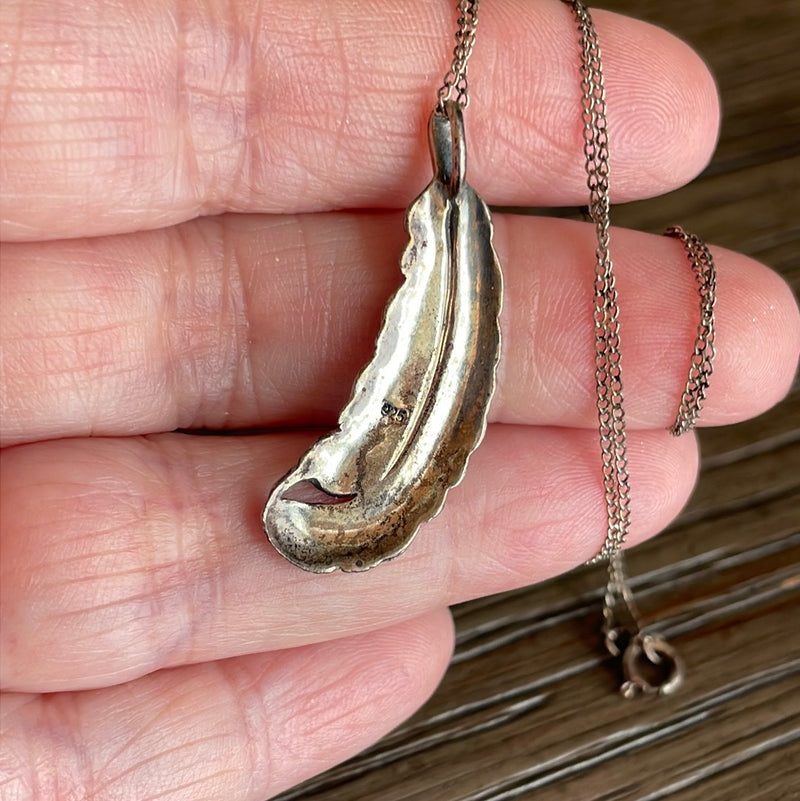 Feather Necklace - Sterling Silver - Vintage
