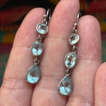Blue Topaz Dangle Earrings - Sterling Silver - Vintage