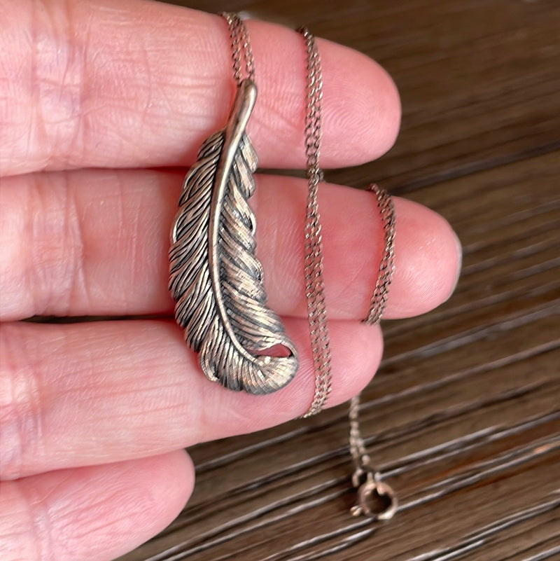 Feather Necklace - Sterling Silver - Vintage