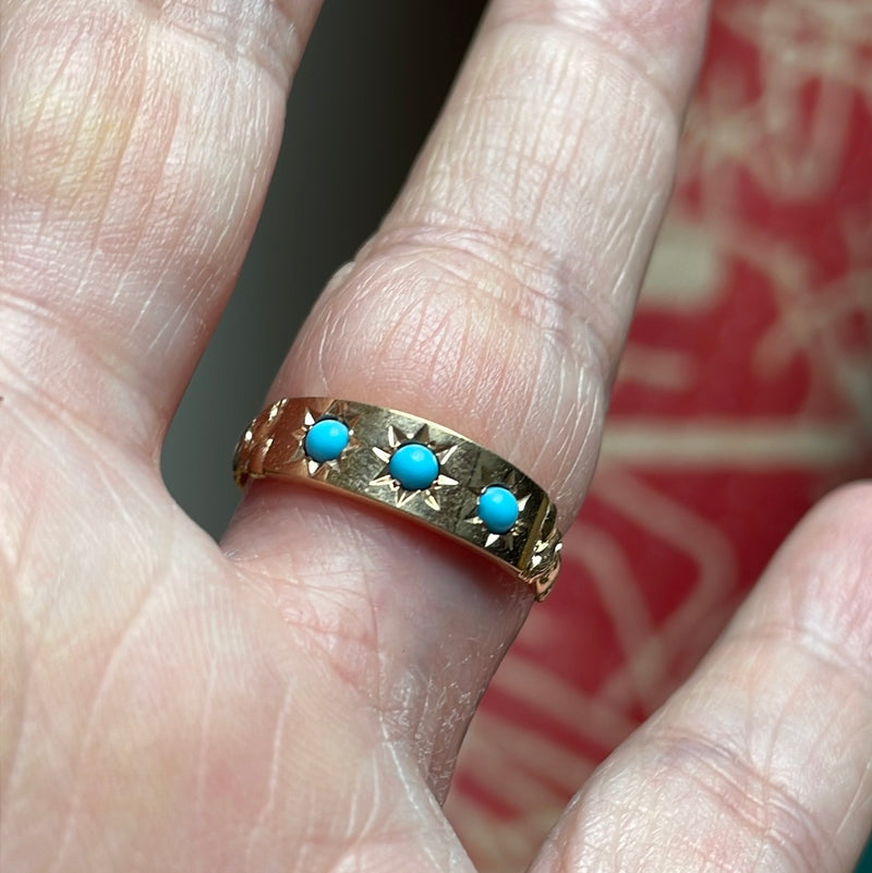 Turquoise Gypsy Band - 10k Gold - Vintage