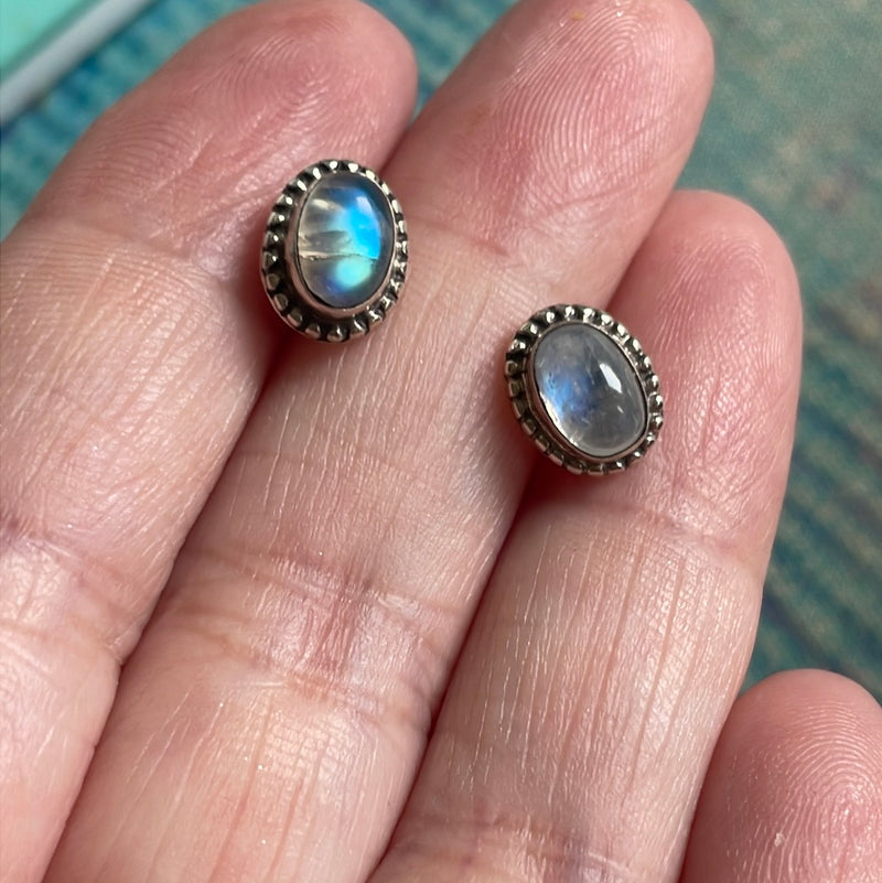 Moonstone Earrings - Sterling Silver - Vintage
