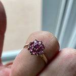 Ruby Flower Ring - 9k Gold - Vintage