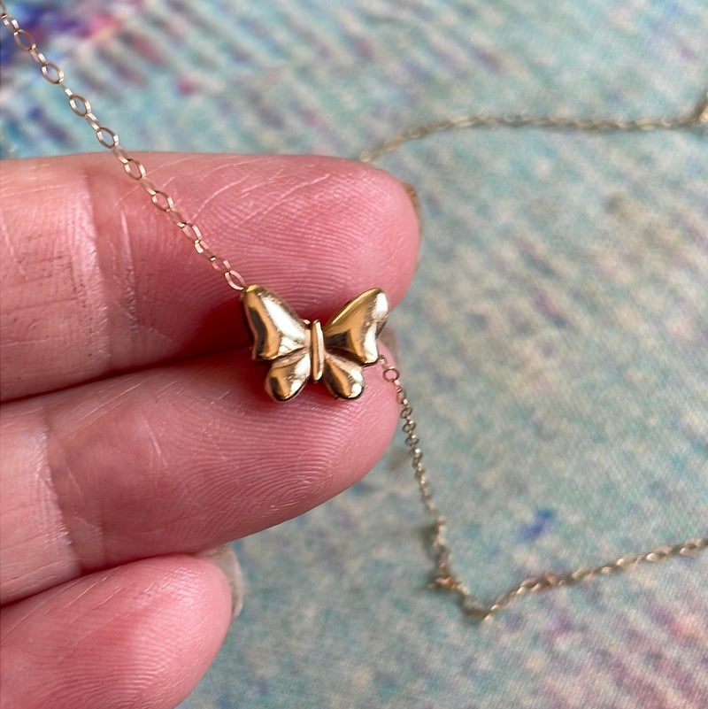 Butterfly Slide Necklace - 10k Gold - Vintage