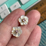 Mother of Pearl Stud Earrings - 14k Gold - Vintage