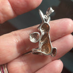 Rabbit with Egg Pendant - Sterling Silver - Vintage