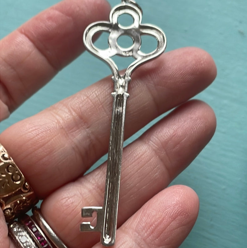 Key Pendant - Sterling Silver - Vintage