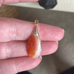 Red Jade Pendant - 14k Gold - Vintage