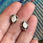 Mini Stone Stud Earrings  - Sterling Silver - Vintage