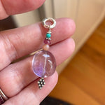 Ametrine Pendant - Peach Moonstone, Ruby and Turquoise- Sterling Silver - Handmade