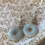 Jade Drop Earrings- Sterling Silver - Vintage