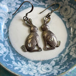 Engraved Rabbit Earrings - Sterling Silver - Vintage