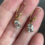 Aquamarine Earrings - Emerald Cut - 14k Gold - Vintage