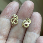 Snake Stud Earrings - 14k Gold - Vintage