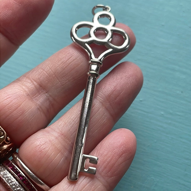 Key Pendant - Sterling Silver - Vintage