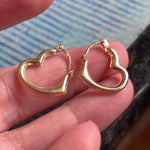 Heart Hoop Earrings - 10k Gold - Vintage