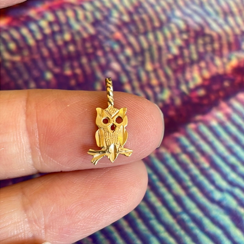 Owl Pendant - 14k Gold - Vintage