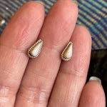 Mini Stone Stud Earrings  - Sterling Silver - Vintage