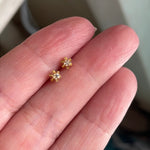Diamond Earrings - Buttercup Setting - 14k Gold - Vintage