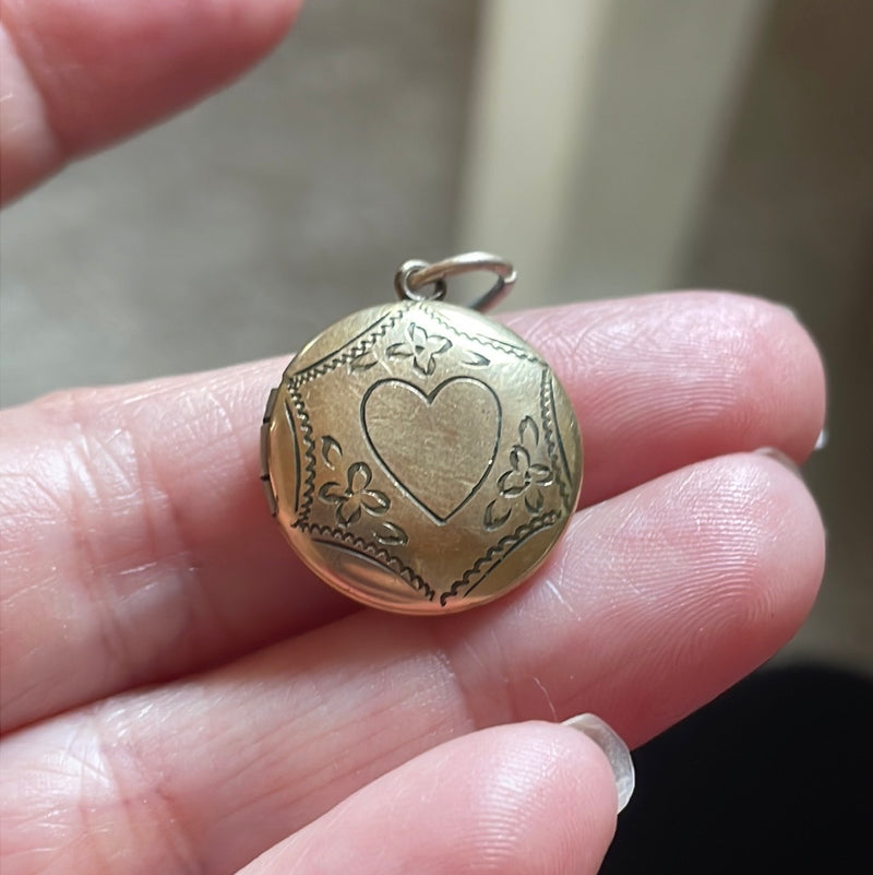 Heart Flower Locket - Gold Filled - Vintage