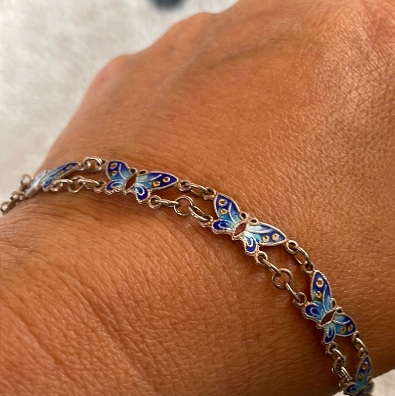 Blue Morpho Butterfly Bracelet - Spring jewelry - Handmade Glass Beaded  Stretch Bracelet for Women