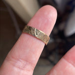 Engraved Leaf Band - 10k Rose Gold - Antique