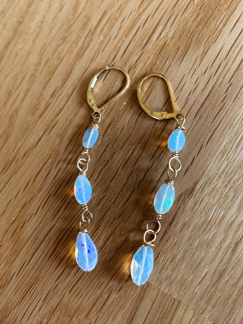 Opal Earrings - Gold Filled - Artisan - Wedding Earrings - Handmade