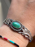 Turquoise Cuff - Sterling Silver - Native American - Vintage - Harvey Era