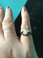 Opal Solitaire Ring - 10k Gold - Antique