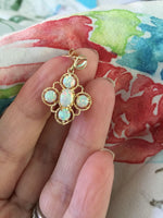 Opal Flower Earrings - 14K Gold - Diamond - Wedding Jewelry - Vintage