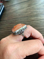 Carved Carnelian Dog Ring - Handmade  - 800 Silver - Vintage - Love Vintage Paris