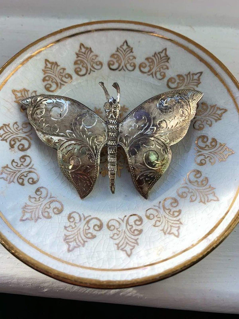 Butterfly Brooch - Sterling Silver - Vintage - Love Vintage Paris