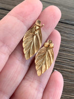 Flower Engraved Earrings  - 14k Gold - Vintage