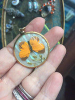 Butterfly Wing Pendant - Double Sided - Gold Metal - Antique - Love Vintage Paris
