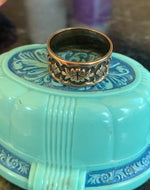 Engraved Gold Band - Rose Gold - Cigar Band - Patterned Ring - 10k Gold - Wedding Band - Antique