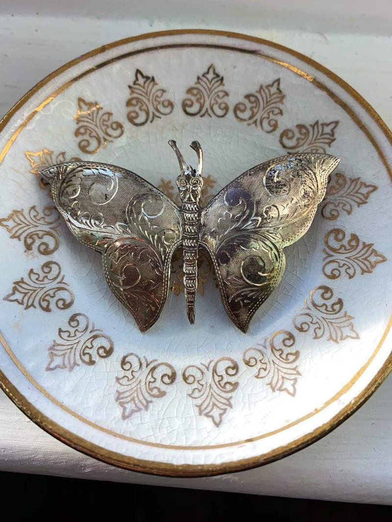 Butterfly Brooch - Sterling Silver - Vintage - Love Vintage Paris