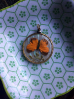 Butterfly Wing Pendant - Double Sided - Gold Metal - Antique - Love Vintage Paris