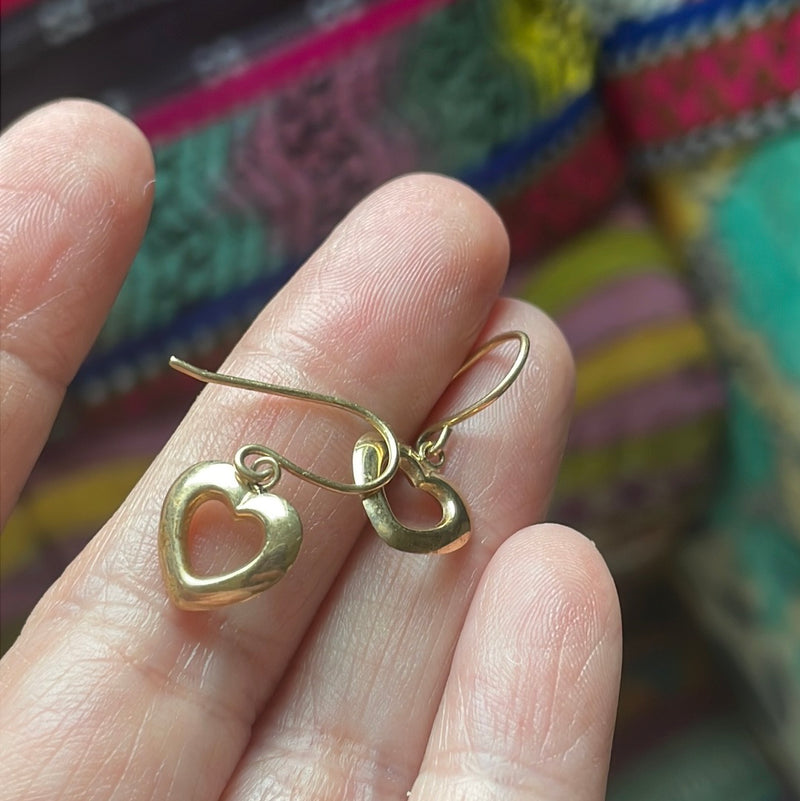 Openwork Heart Earrings - 14k Gold - Vintage
