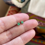 Emerald Stud Earrings - 10k Gold - Vintage