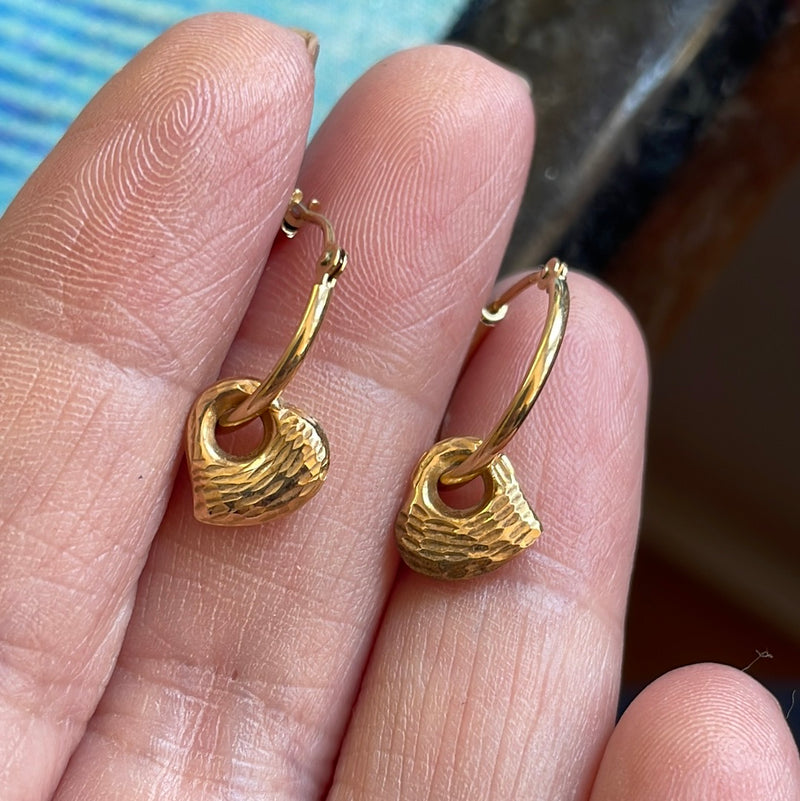 Hoop Earrings with Floral Engraving, 14K Yellow Gold