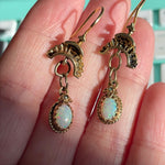 Etruscan Opal Earrings - 14k Gold - Vintage